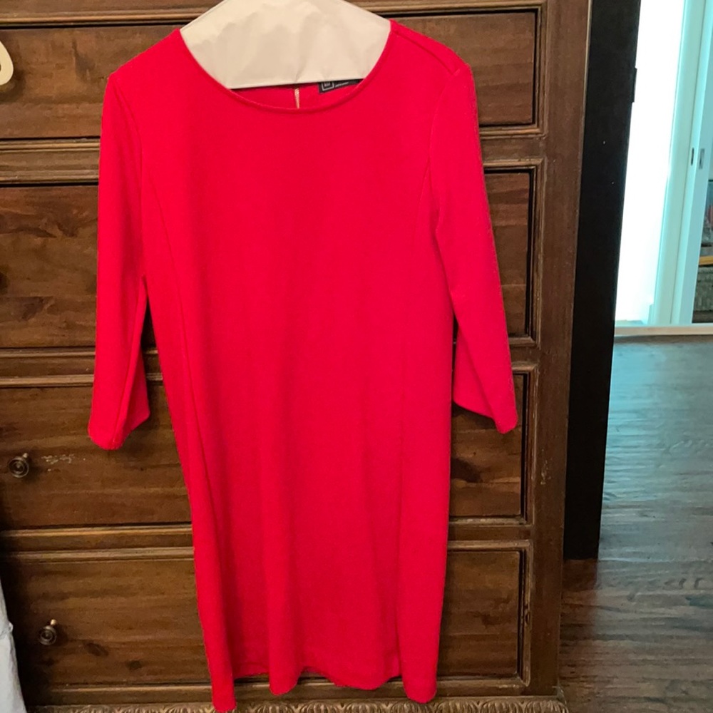 Gap red dress 3/4 sleeve zip back stretchy